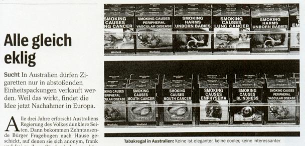 die neuen australischen Einheitspackungen - Alle gleich eklig