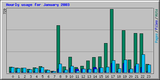 Hourly usage for January 2003